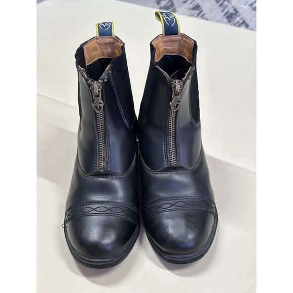 Moretta Clio Paddock Boots Kids Size 2 Leather Equestrian Riding Black Boots